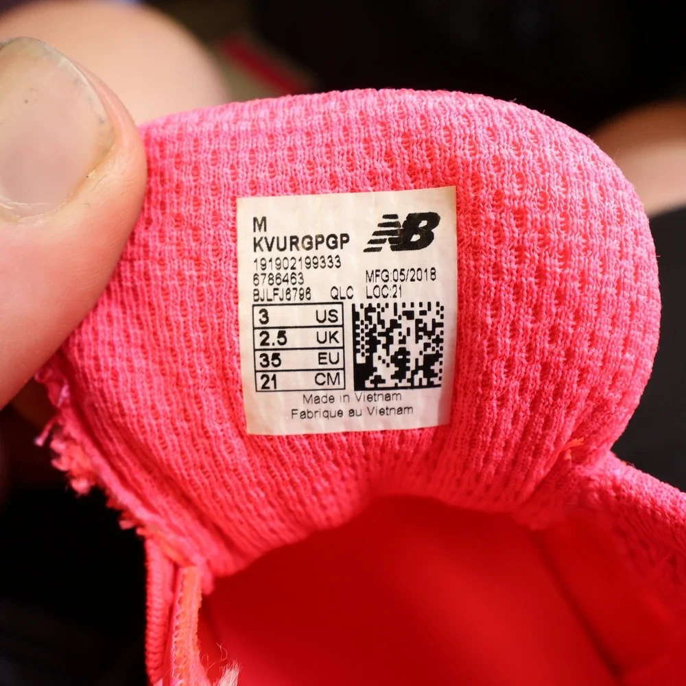 New Balance FuelCore Urge Kids Size 3 Pink Mesh Hook Loop Running Shoes KVURGPGP